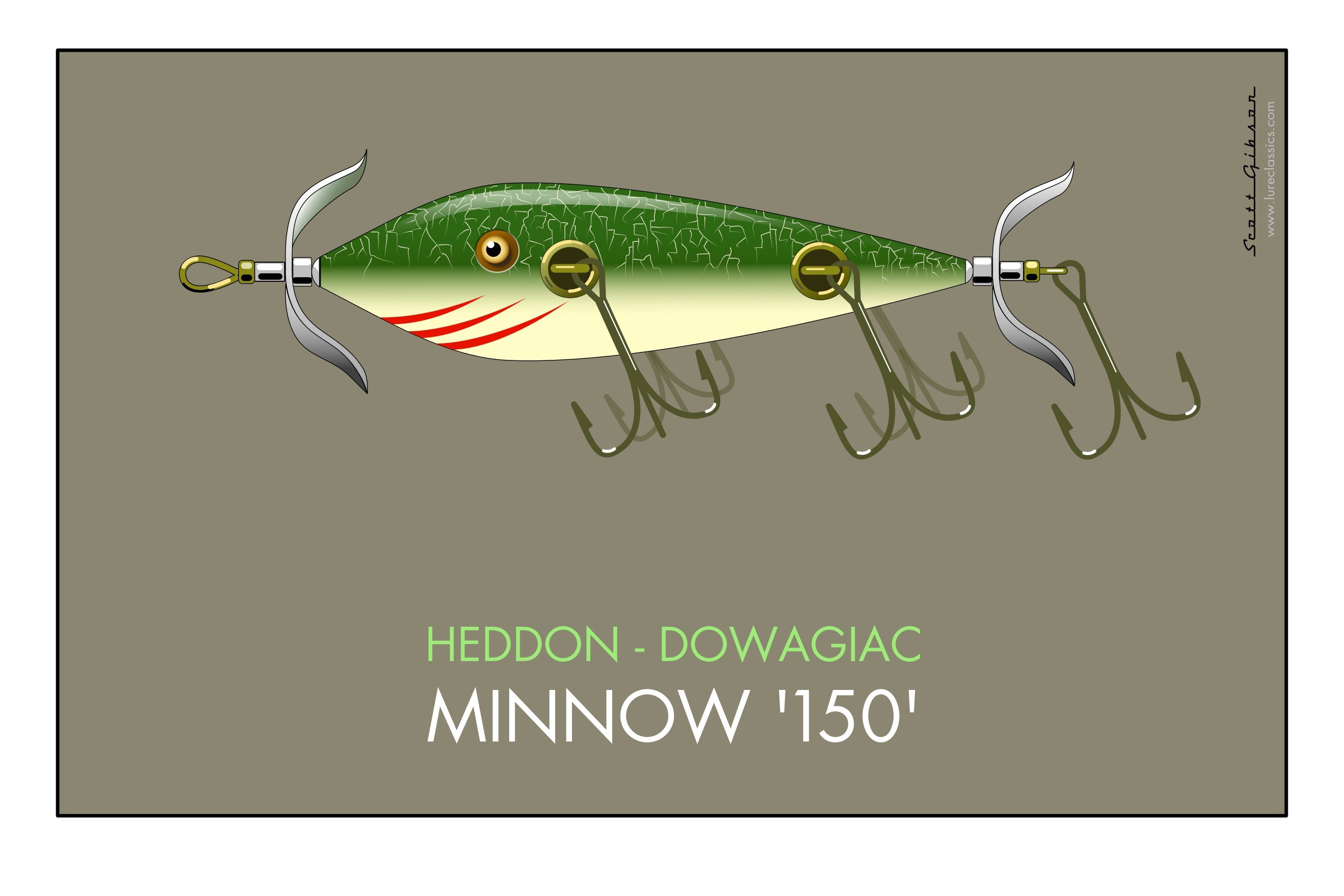 Heddon 150 Minnow, Fishing Lure Art