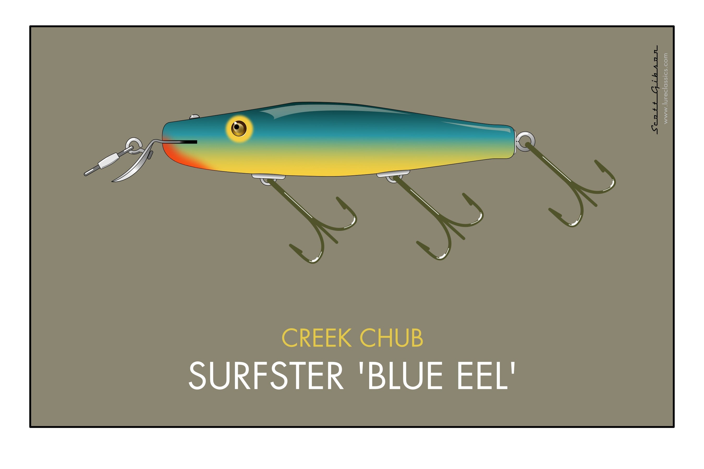 Creek Chub Surfster 'Blue Eel', Fishing Lure Art