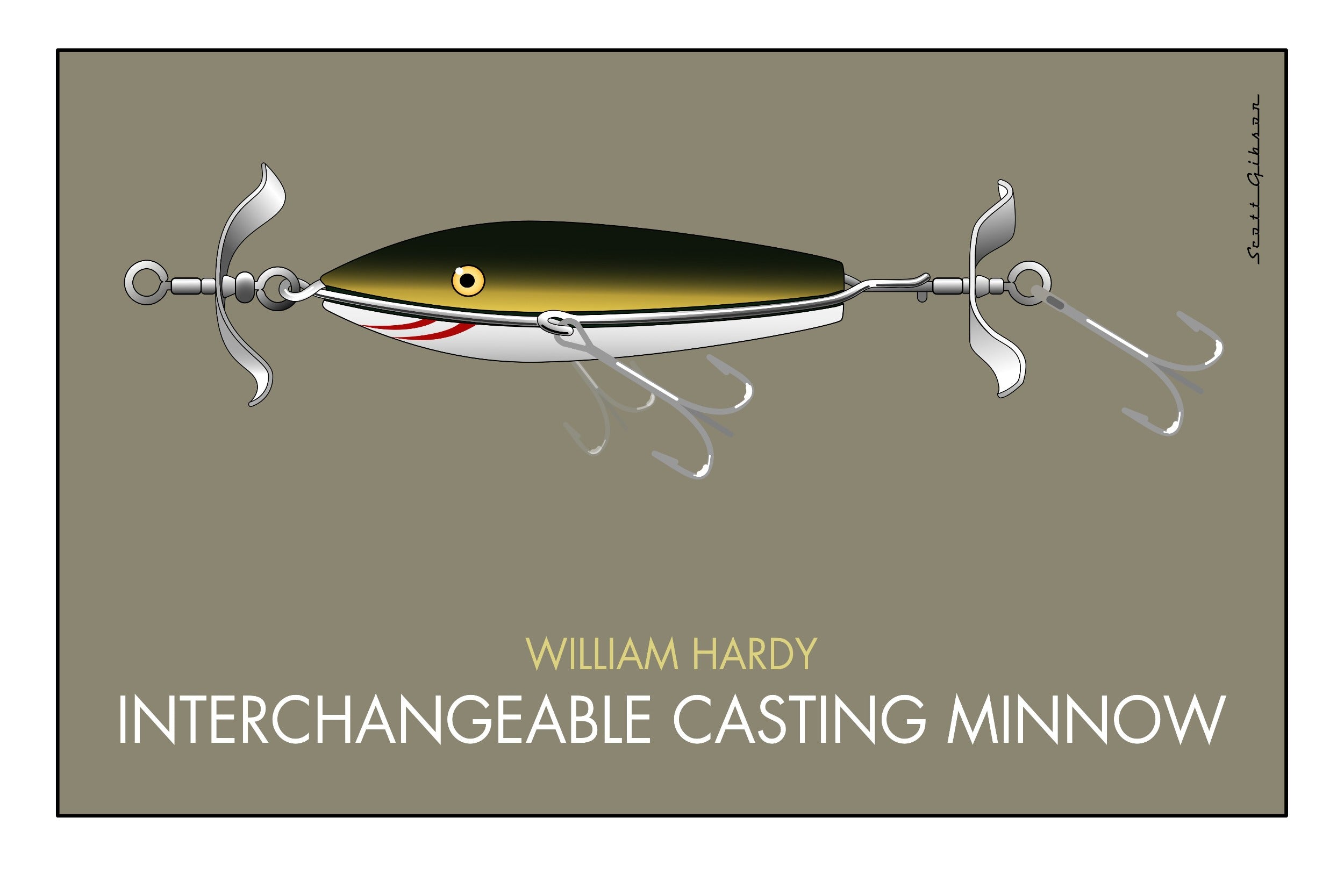 Hardy Interchangeable Casting Minnow, Fishing Lure Art