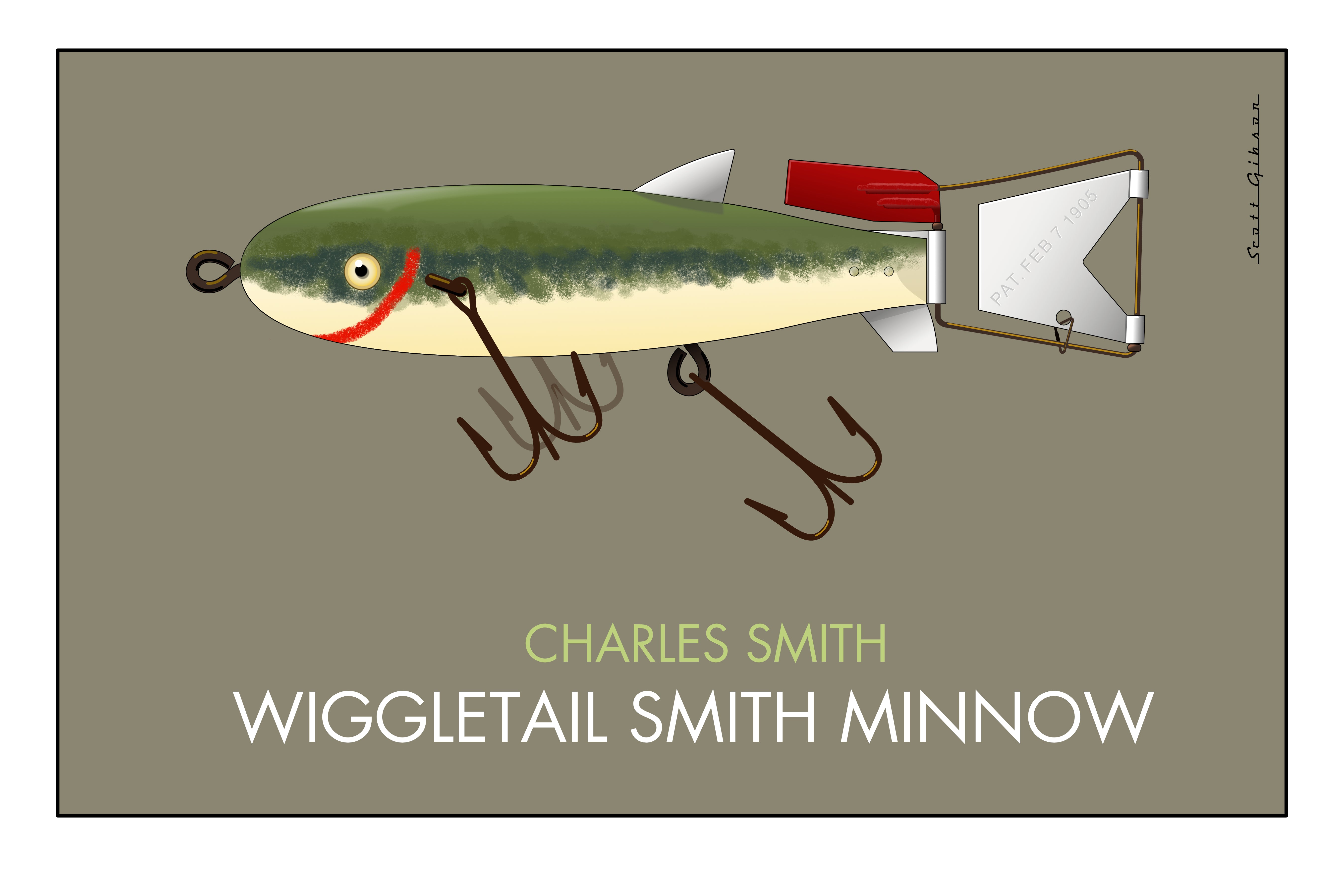 Wiggletail Smith Minnow, Fishing Lure Art