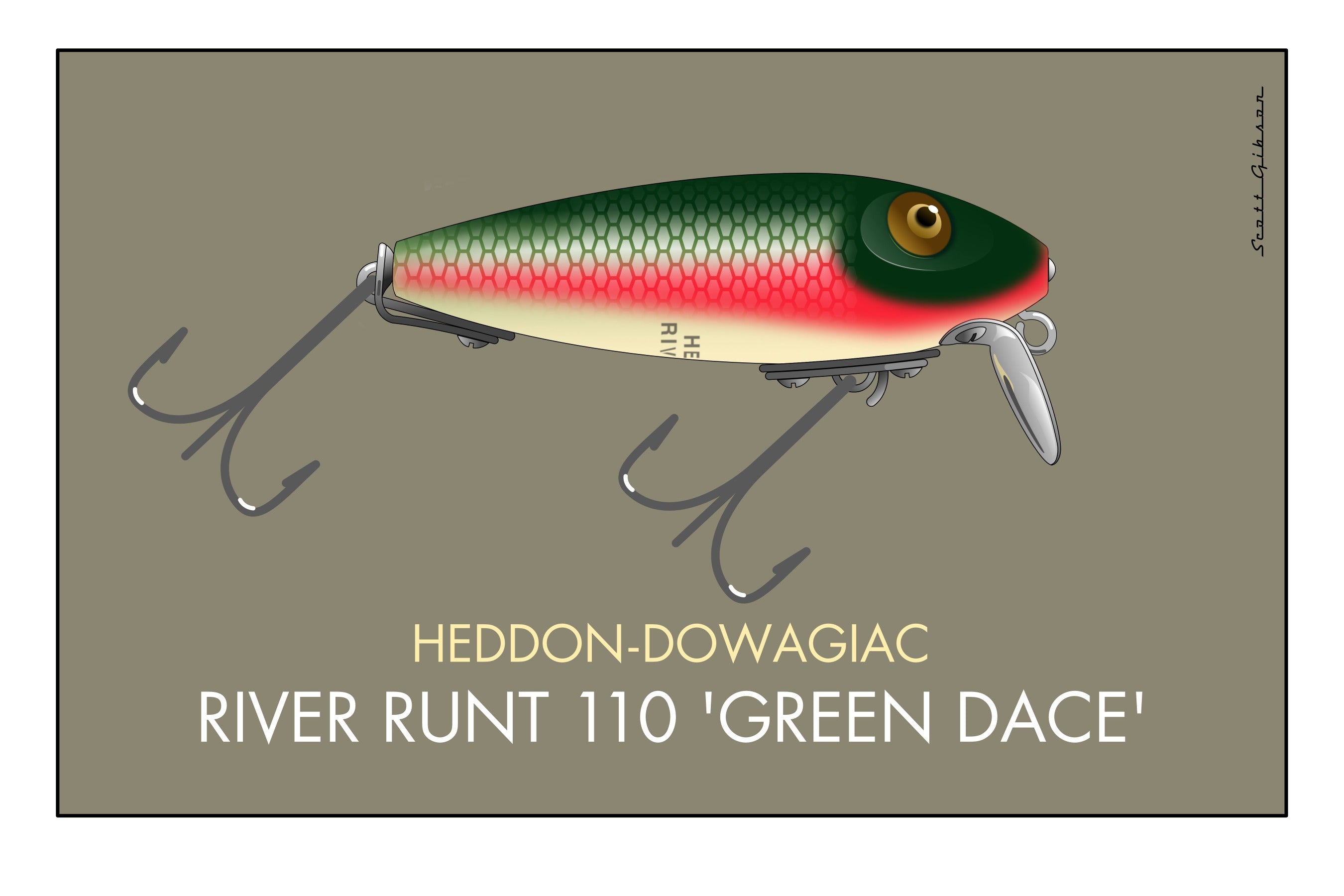 River Runt 'Green Dace', Fishing Lure Art