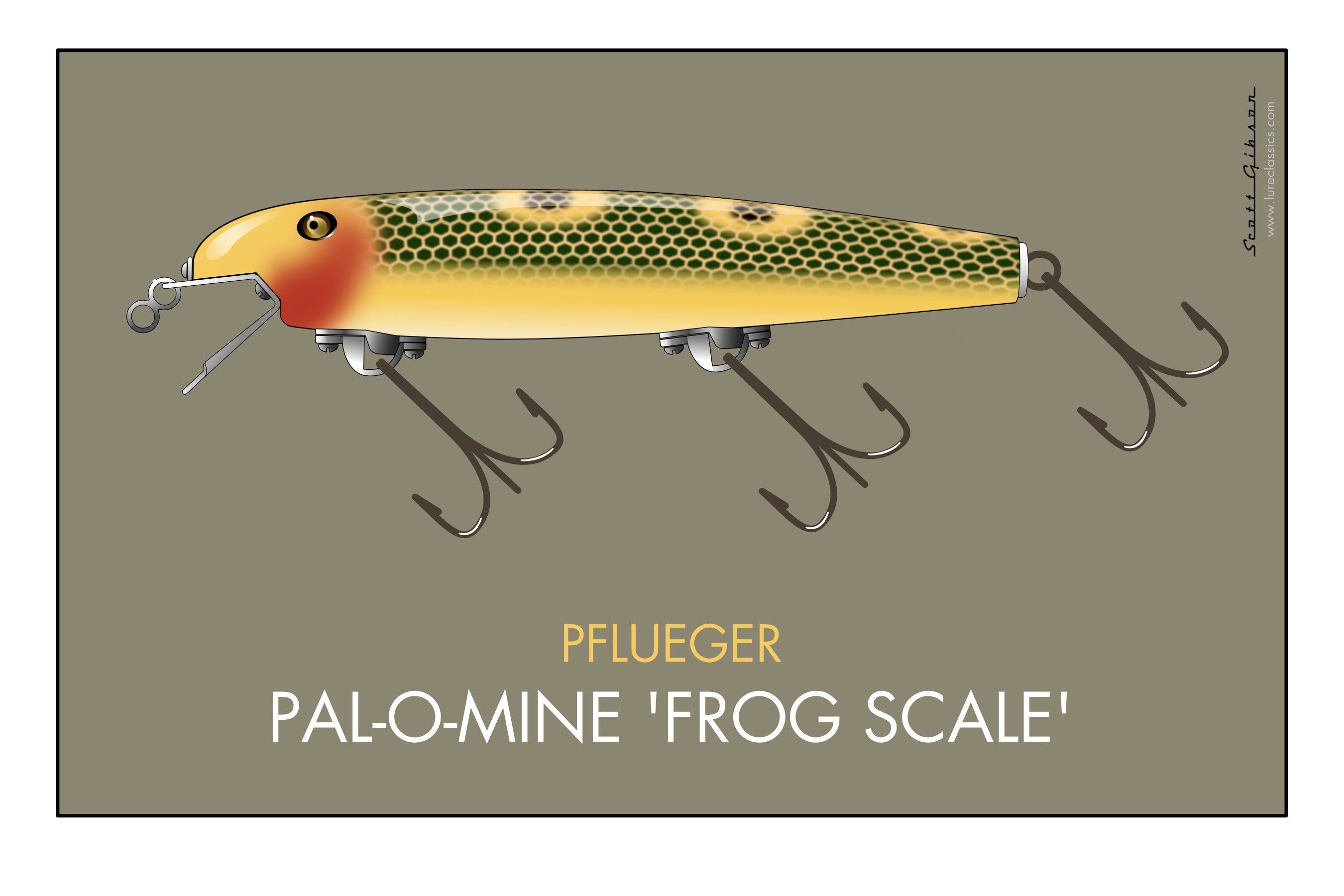 Pflueger Pal-O-Mine 'Frog Scale' | Fishing Lure Art Lure Classics Pflueger Pal-O-Mine 'Frog Scale' | Fishing Lure Art Lure Classics