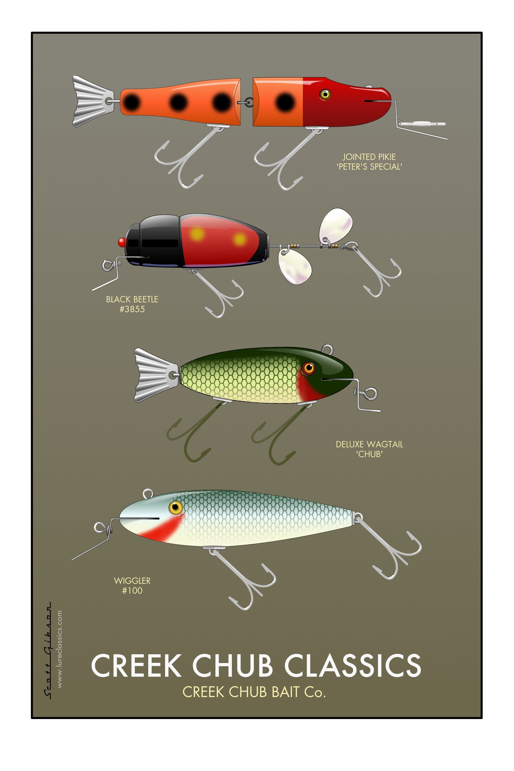 Creek Chub Classic Fishing Lures, Art, Poster