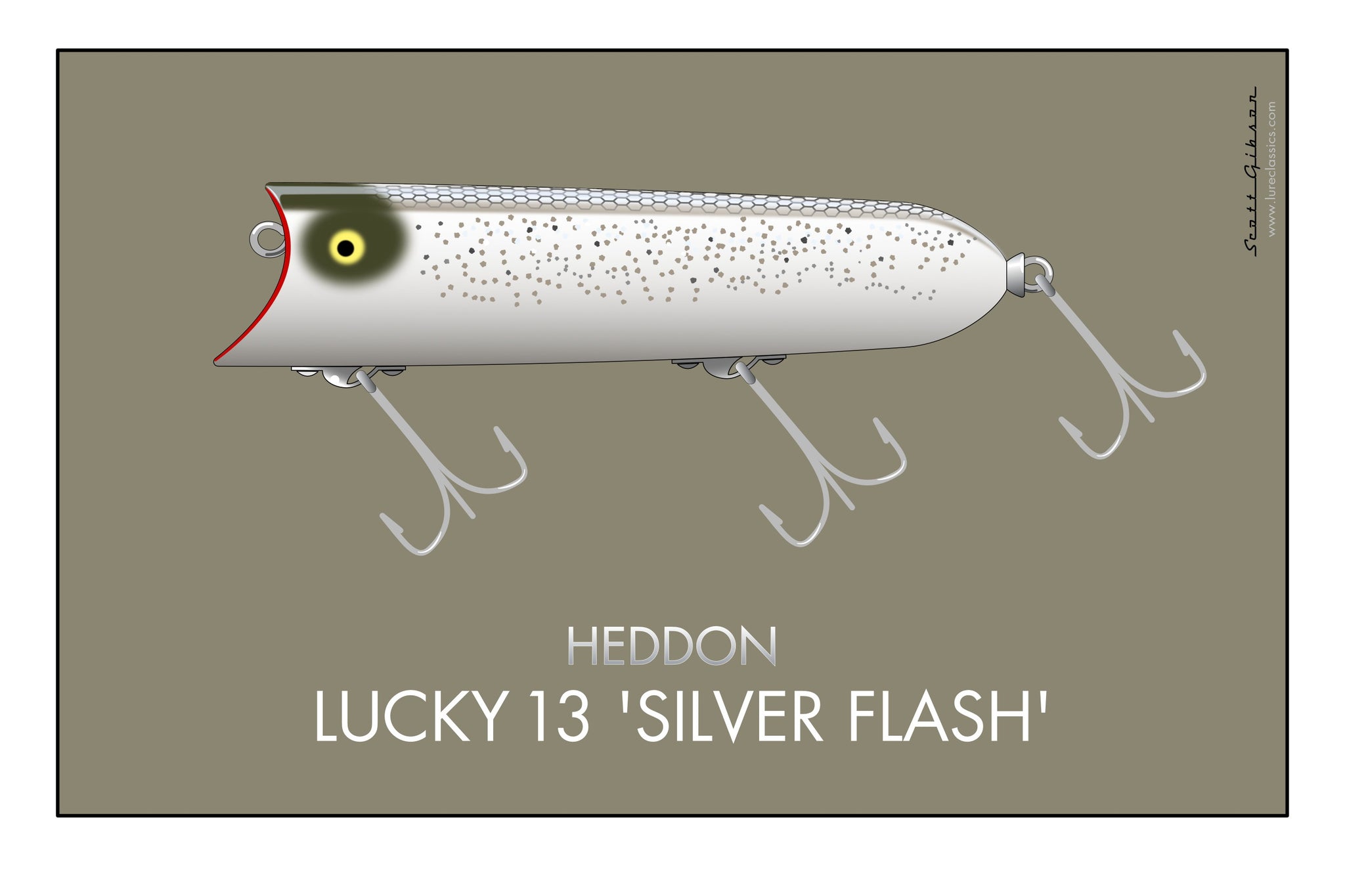 Heddon Lucky 13 'Silver Flash' | Fishing Lure Art Lure Classics Heddon Lucky 13 'Silver Flash' | Fishing Lure Art Lure Classics