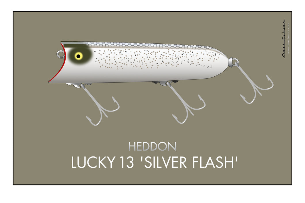 Heddon Lucky 13 'Silver Flash'  Fishing Lure Art – Lure Classics
