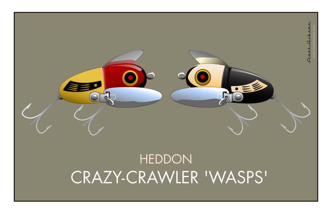 Heddon Crazy Crawler 'Wasps'  Fishing Lure Art – Lure Classics