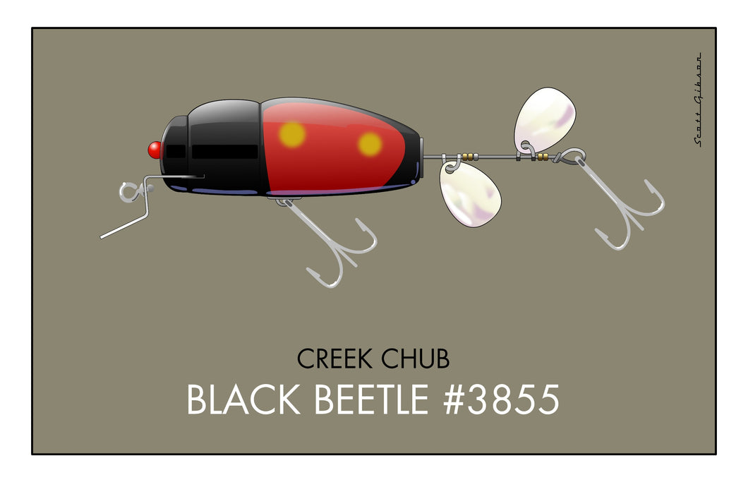 beetle fishing lure Creek Chub Black Beetle Lure | Fishing Lure Art