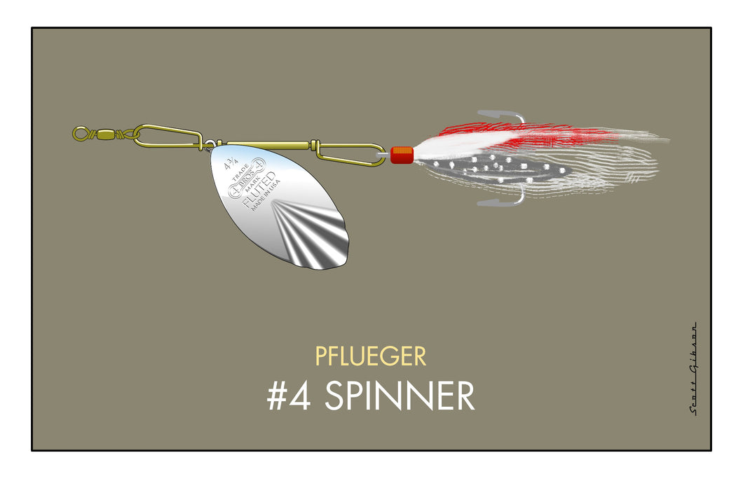 Pflueger #4 Spinner, Fishing Lure Art