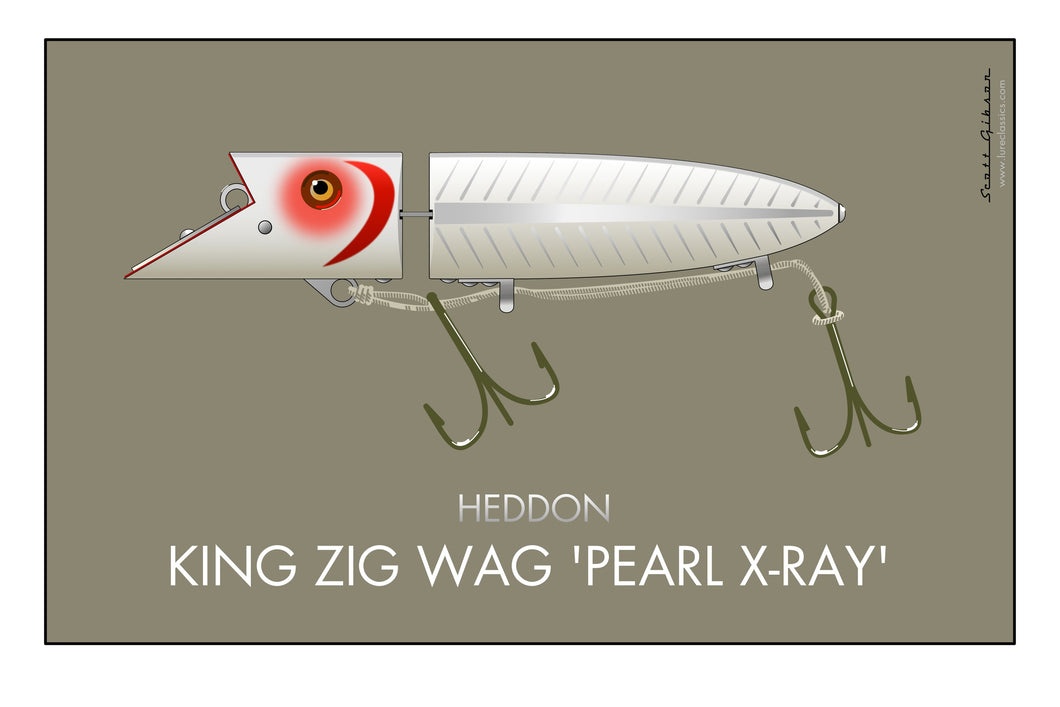 Heddon King Zig Wag 'Pearl X-Ray' | Fishing Lure Art