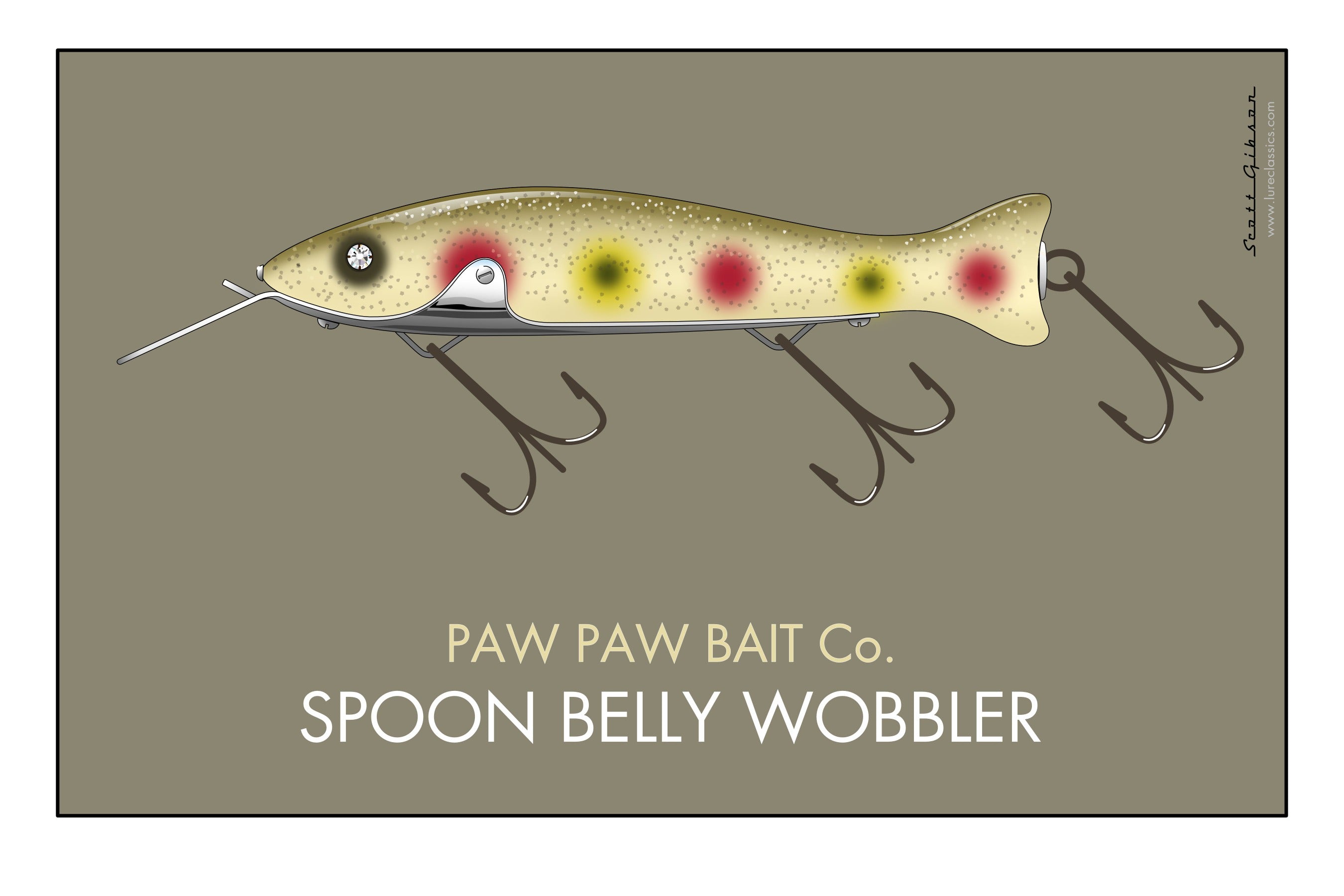 Paw Paw Spoon Belly Wobbler Fishing Lure Art