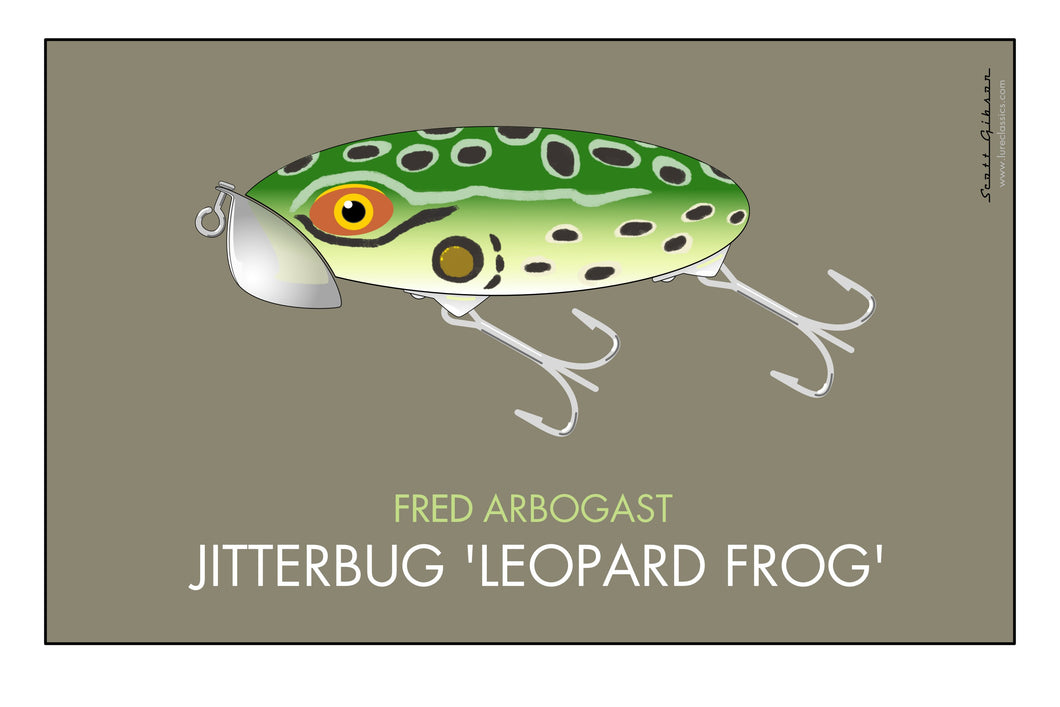 Arbogast Jitterbug 'Leopard Frog', Fishing Lure Art